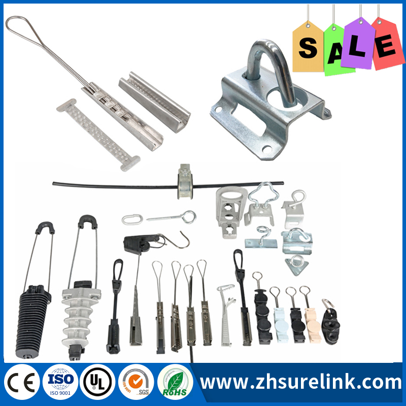 Fiber Optic Angle Clamp FTTH Cable Tension Wall Bracket Clamp Fiber Optic Metal J Hook Fixing Clamp