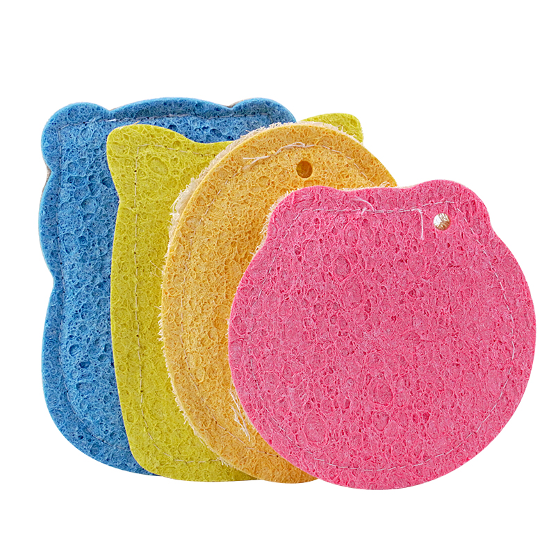 Cartoon compress wood pulp loofah sponge