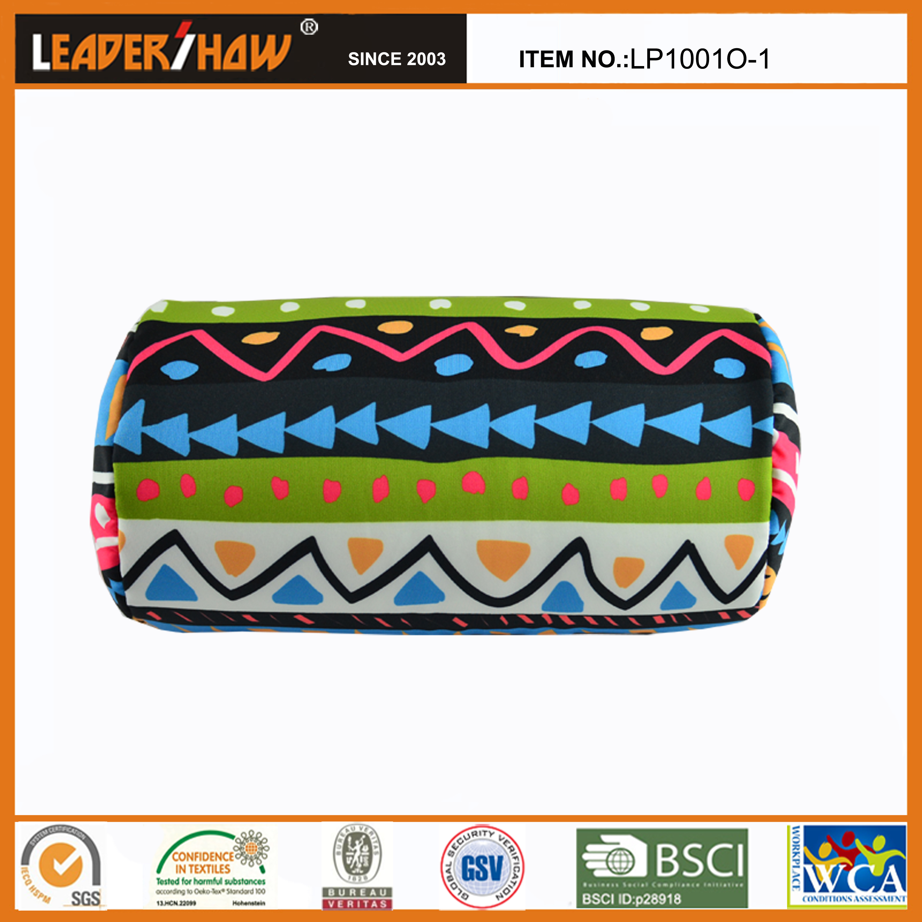 Custom Beautiful Pattern Tube Pillow EPS Beans Filled Bolster Pillow