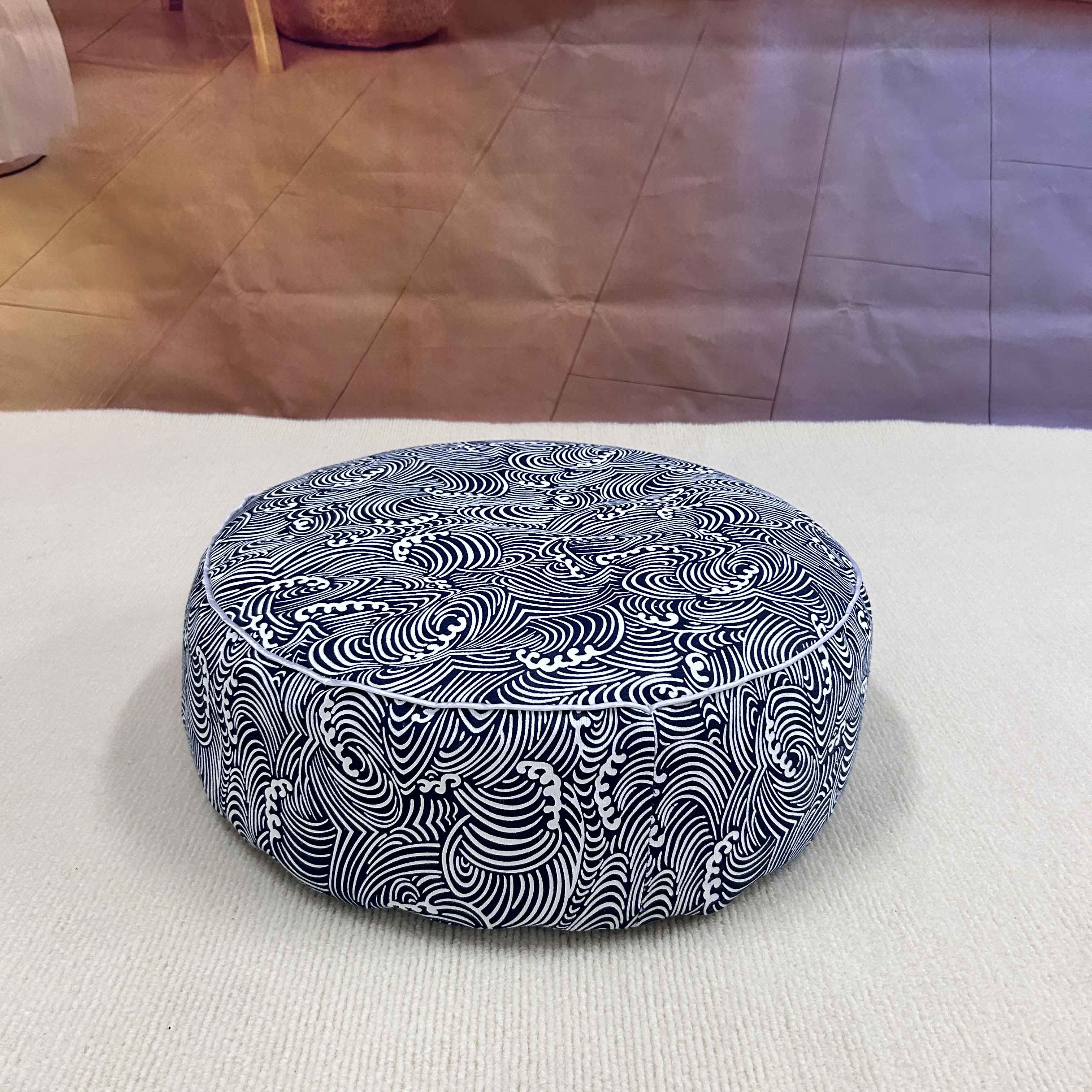 Traditional Buckwheat Filled Floor Pillow for Meditation and Relaxation