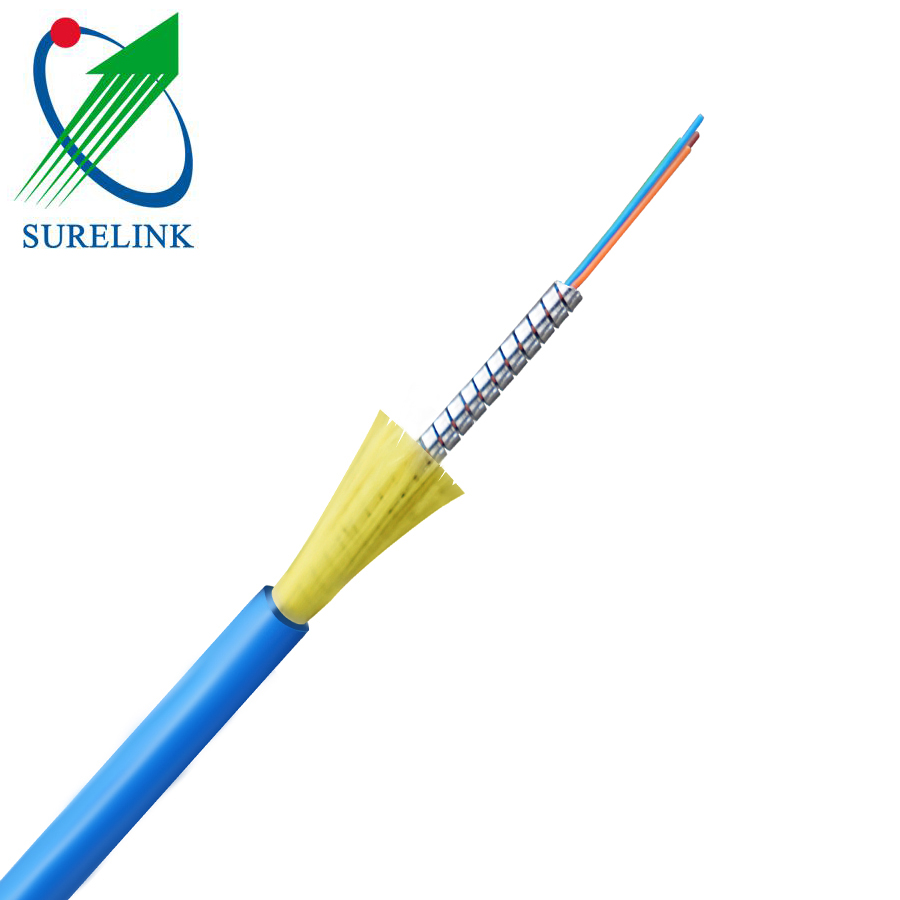 Indoor 1core 2core 4core LSZH PVC aramid fiber tight buffer cable armored fiber cable GJSFJV