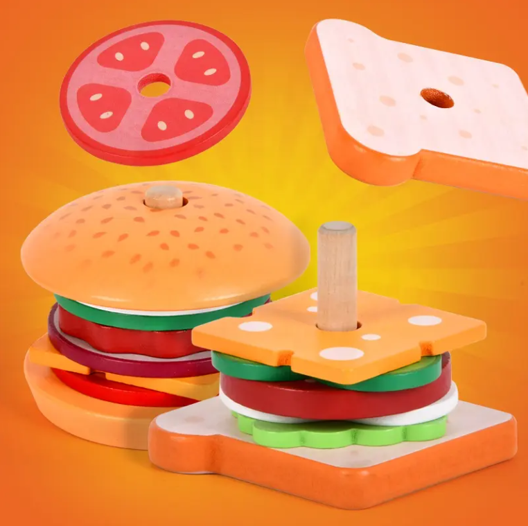 wooden hamburger toys