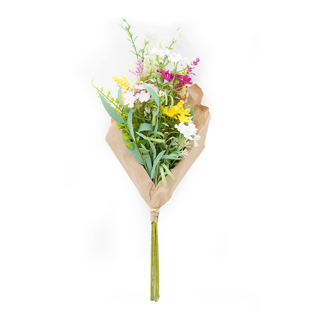 Transworld Artificial Flower Brown Paper Wrap Bouquet Decorative Flowers for Holiday Decor