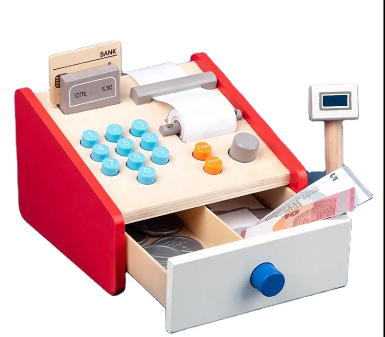 Wooden Cash Register Set