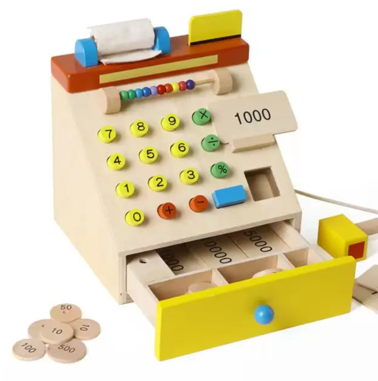 Wooden Cash Register Set
