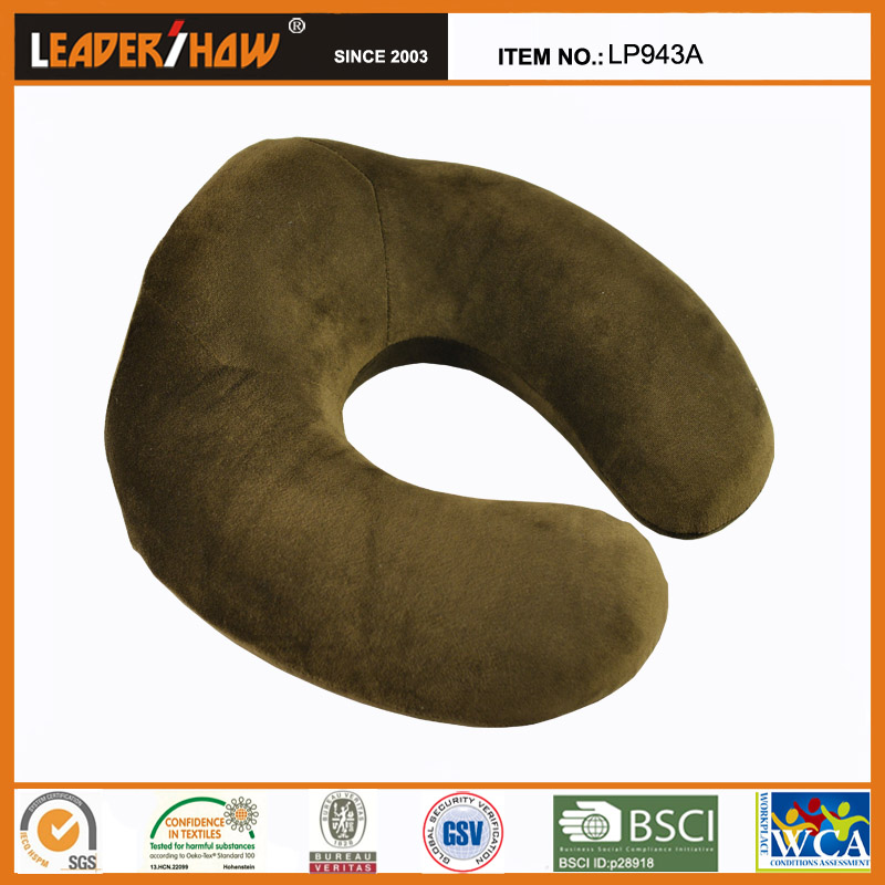 Wholesale color U-shaped Memory foam travel neck pillow with detachable plush cover