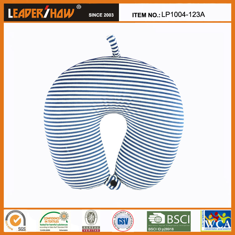 OEM wholesale custom logo plaid pattern microbead U-shaped travel neck pillow