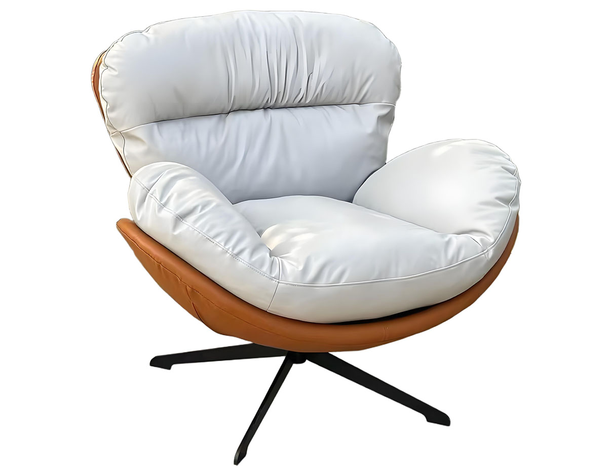 Uetco Modern Swivel Accent Chair, 360-Degree Rotating, PU Leathe