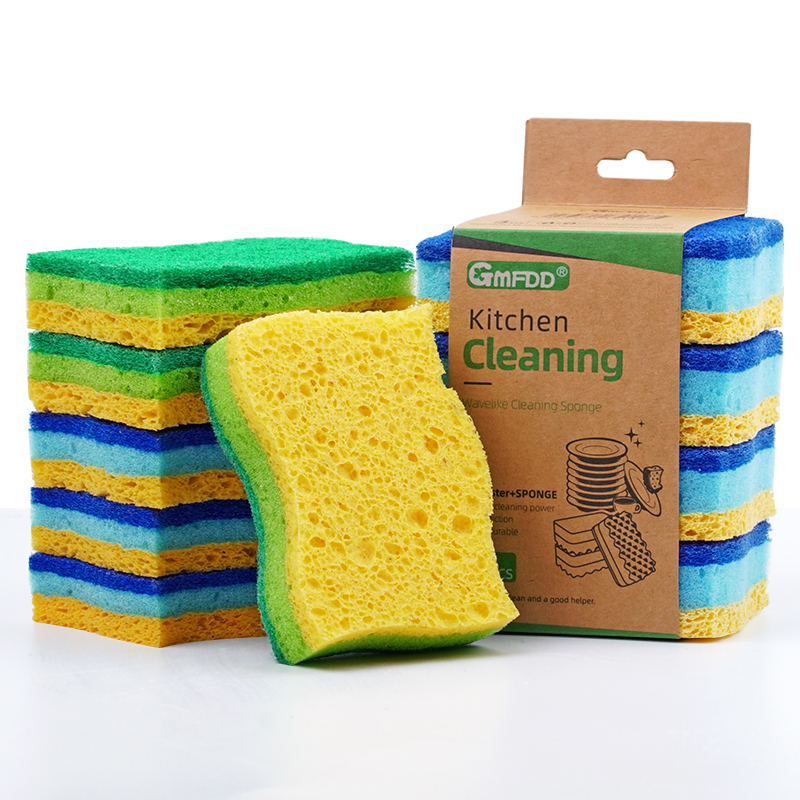 S-shaped wood pulp cellulose sponge with scouring pad