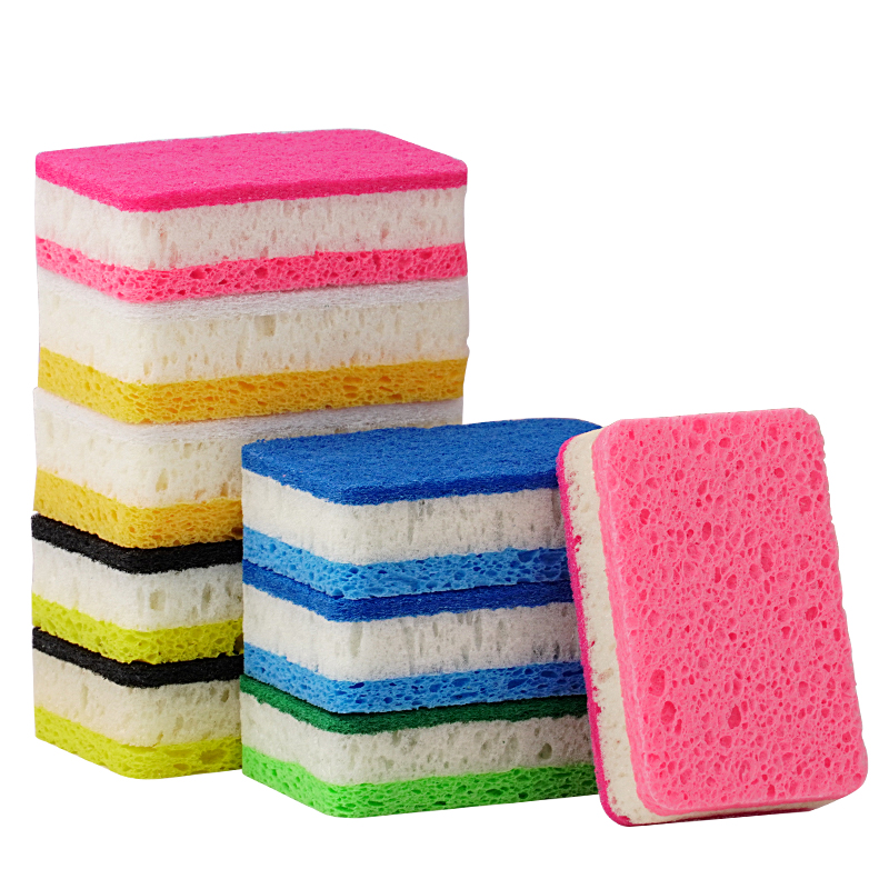 Round corner emery scouring pad wood pulp cellulose sponge
