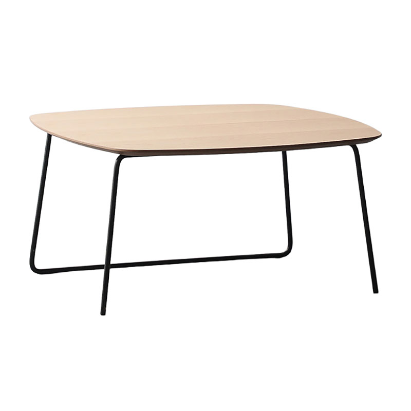 Modern Oval Coffee Table, Natural Wood Grain MDF Top, Black Metal Legs