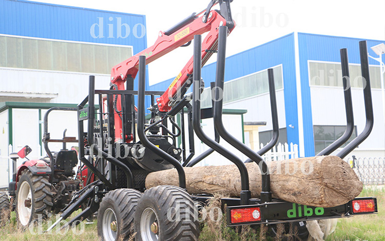 DIBO 6tons Forestry Woodworking Log Logging Tow Behind Heavy Duty Timber Grapple Loader Trailer