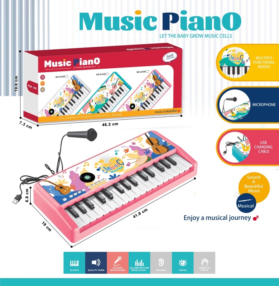 32-key multi-function keyboard with microphone, USB cable (pink)