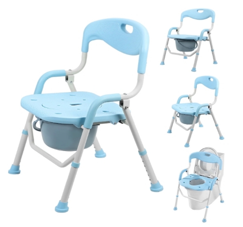 Shower chair，commode chair，Raised Toilet Seat，Folding Bedside Commode Chair for Elderly with Arms