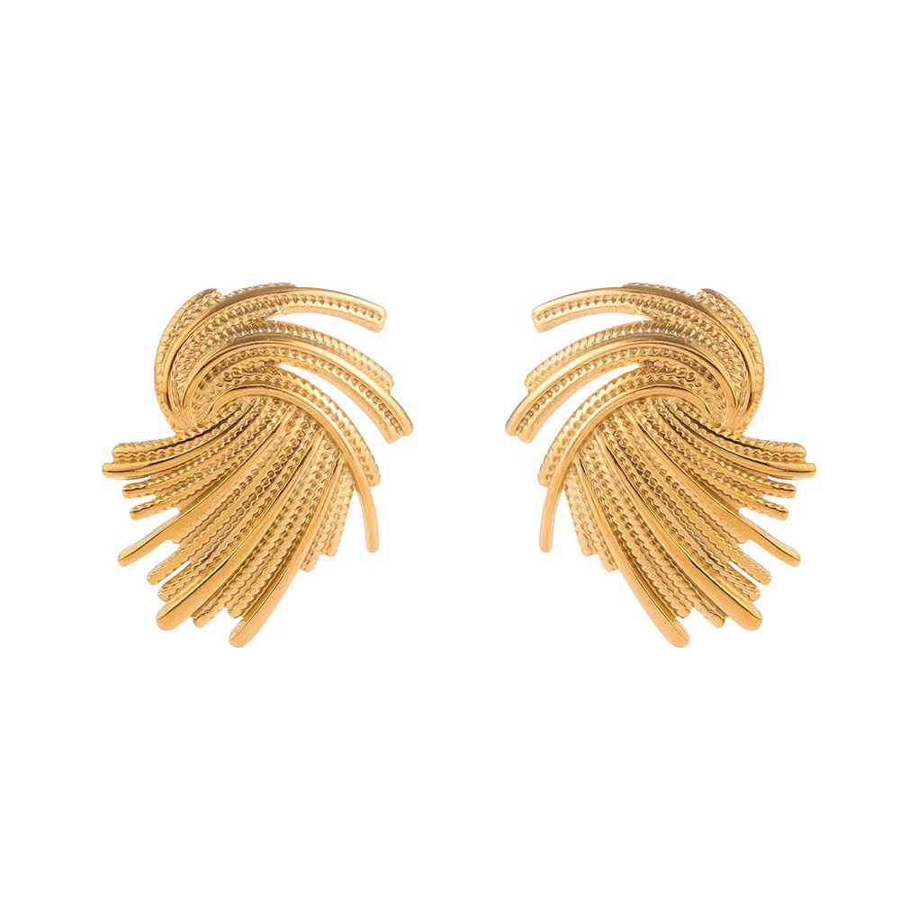 European and American retro style woven irregular vortex stainless steel earrings