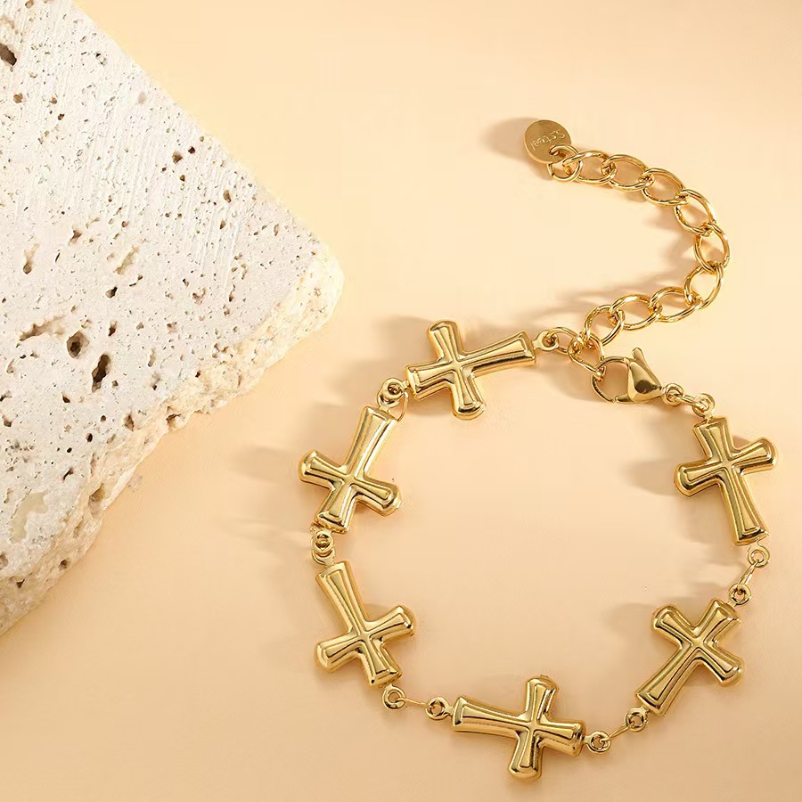 French luxury stainless steel cross bracelet