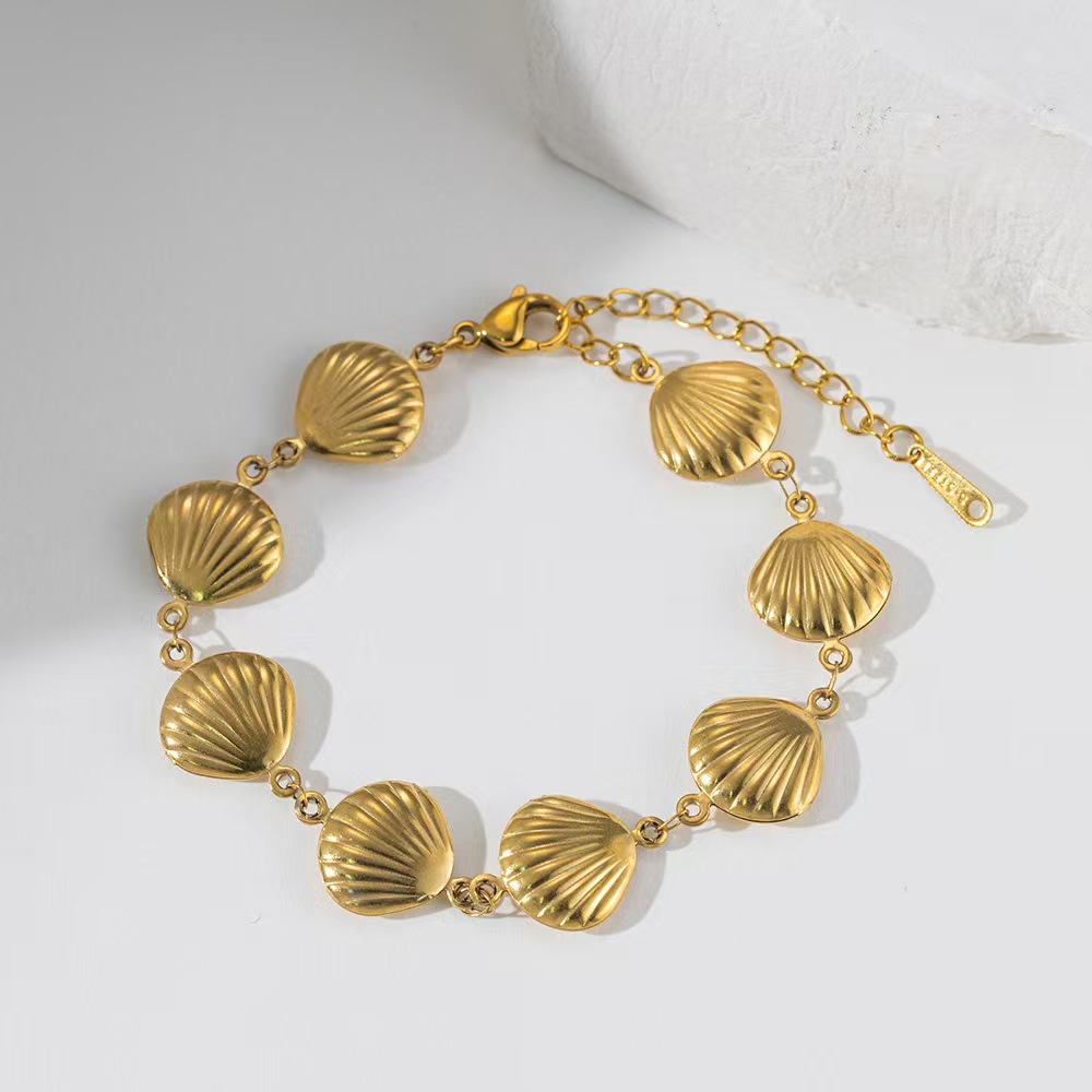 New Cross border Double sided Shell Stainless Steel Splicing Bracelet from Europe and America