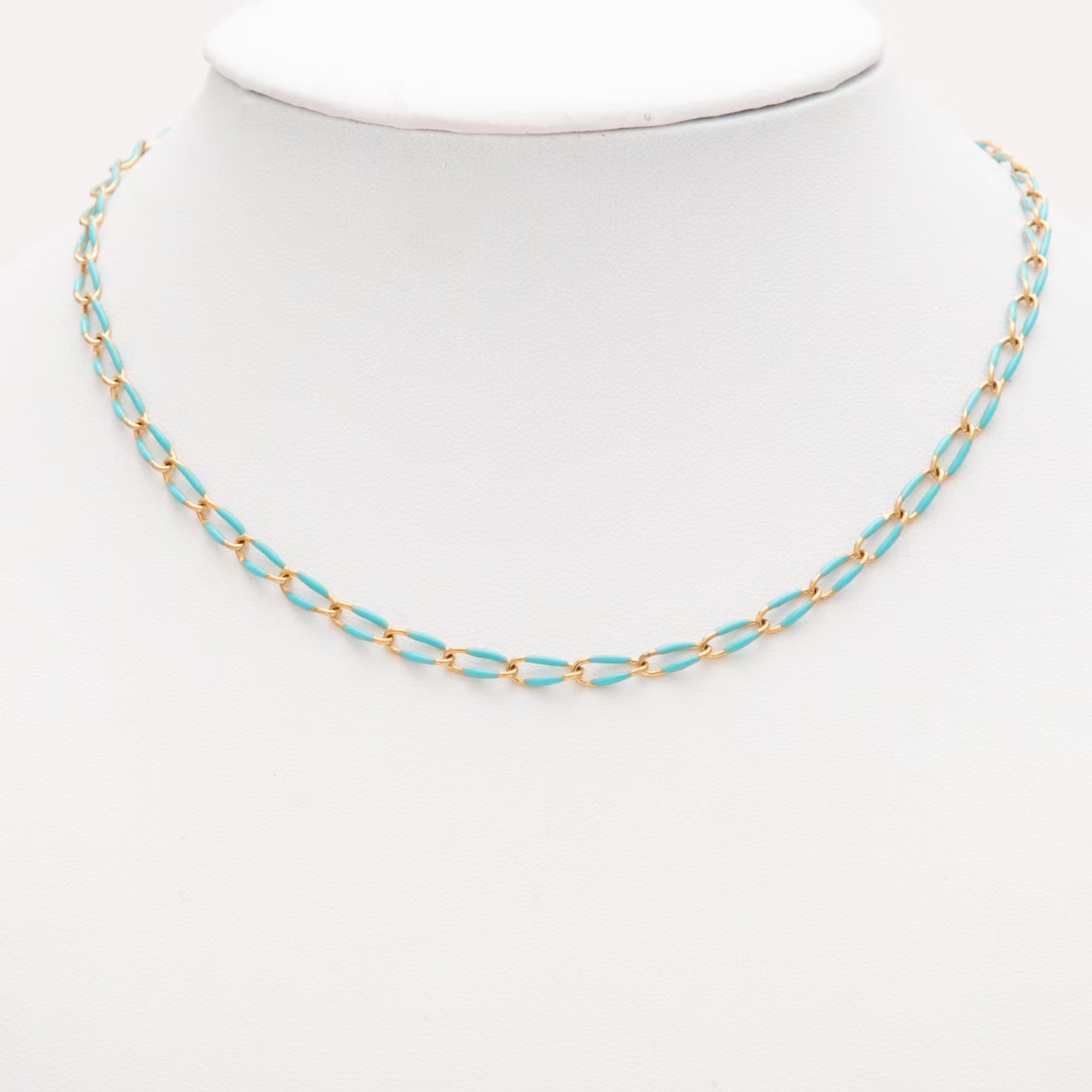 Cross border fashionable simple oil dripping titanium steel enamel color preservation necklace