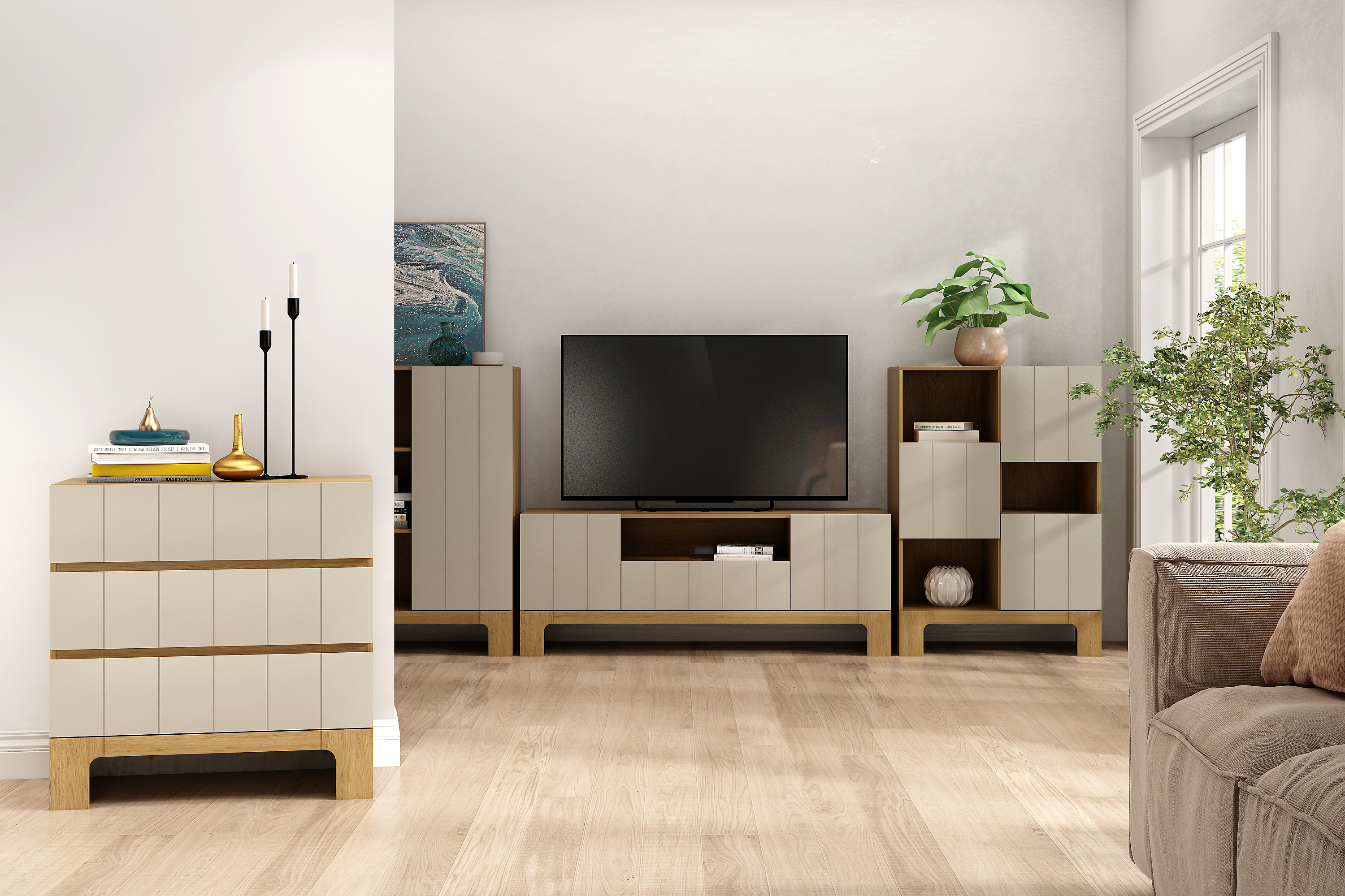 Bookcase + side cabinet + bedside table