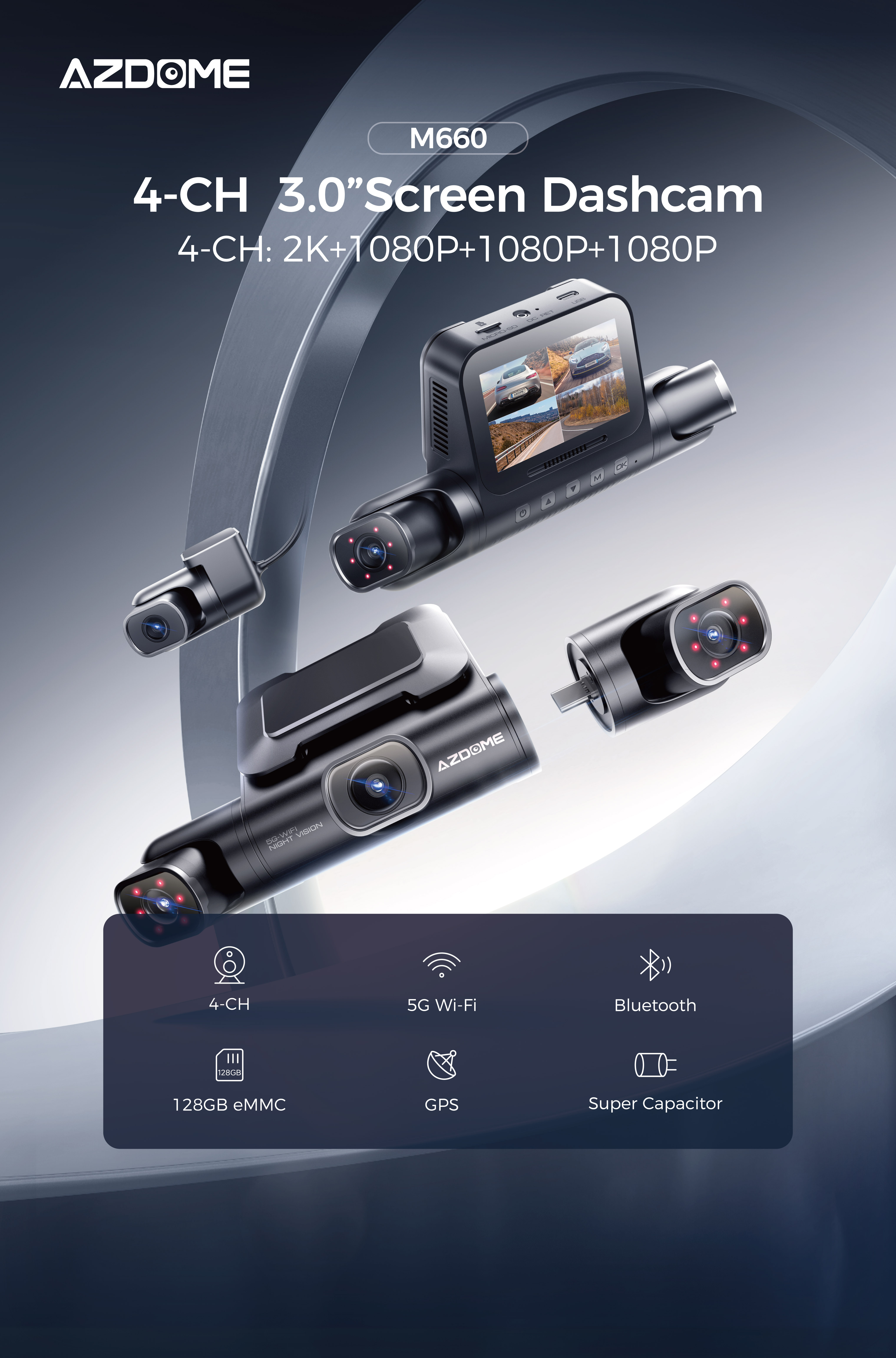 AZDOME 4-CH Dashcam