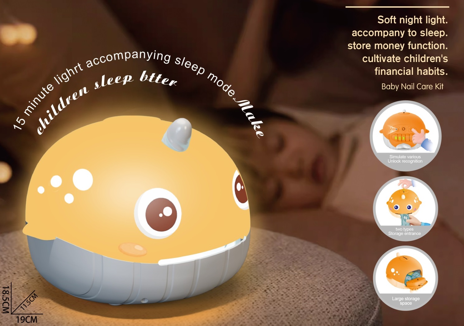 Whale money pot( light music + night light)