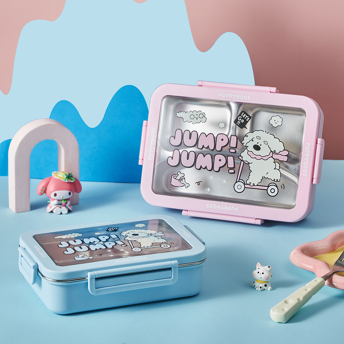 Puppy print stainless steel lunch box