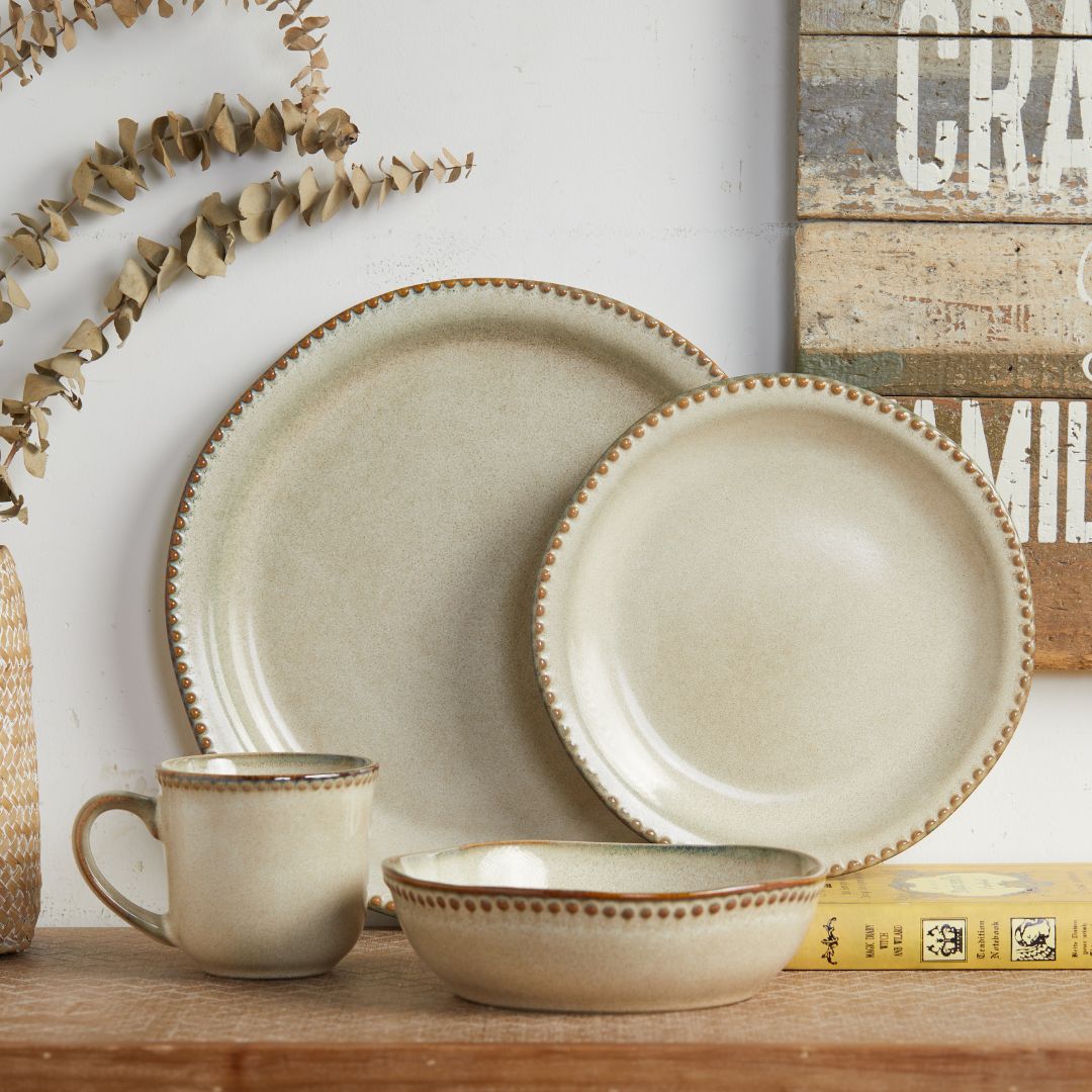 Meadow Dew Cream 16 Piece Dinnerware Set