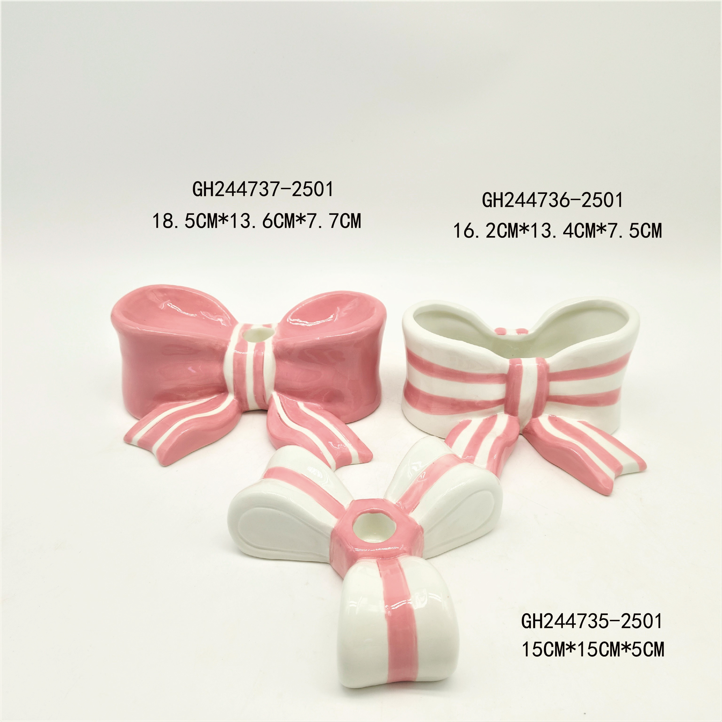 Pink Bow Ceramic Candle Holder