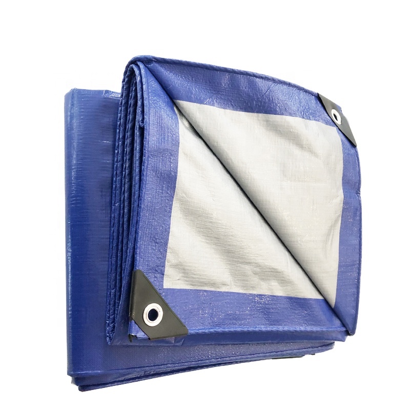 PE Waterproof Blue Silver Tarpaulin