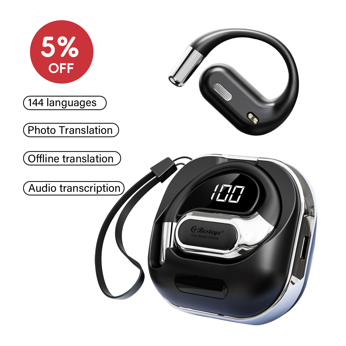 Wholesale OWS Ear Buds Wireless Earphone Smart Language Translation Headphone AI Translator