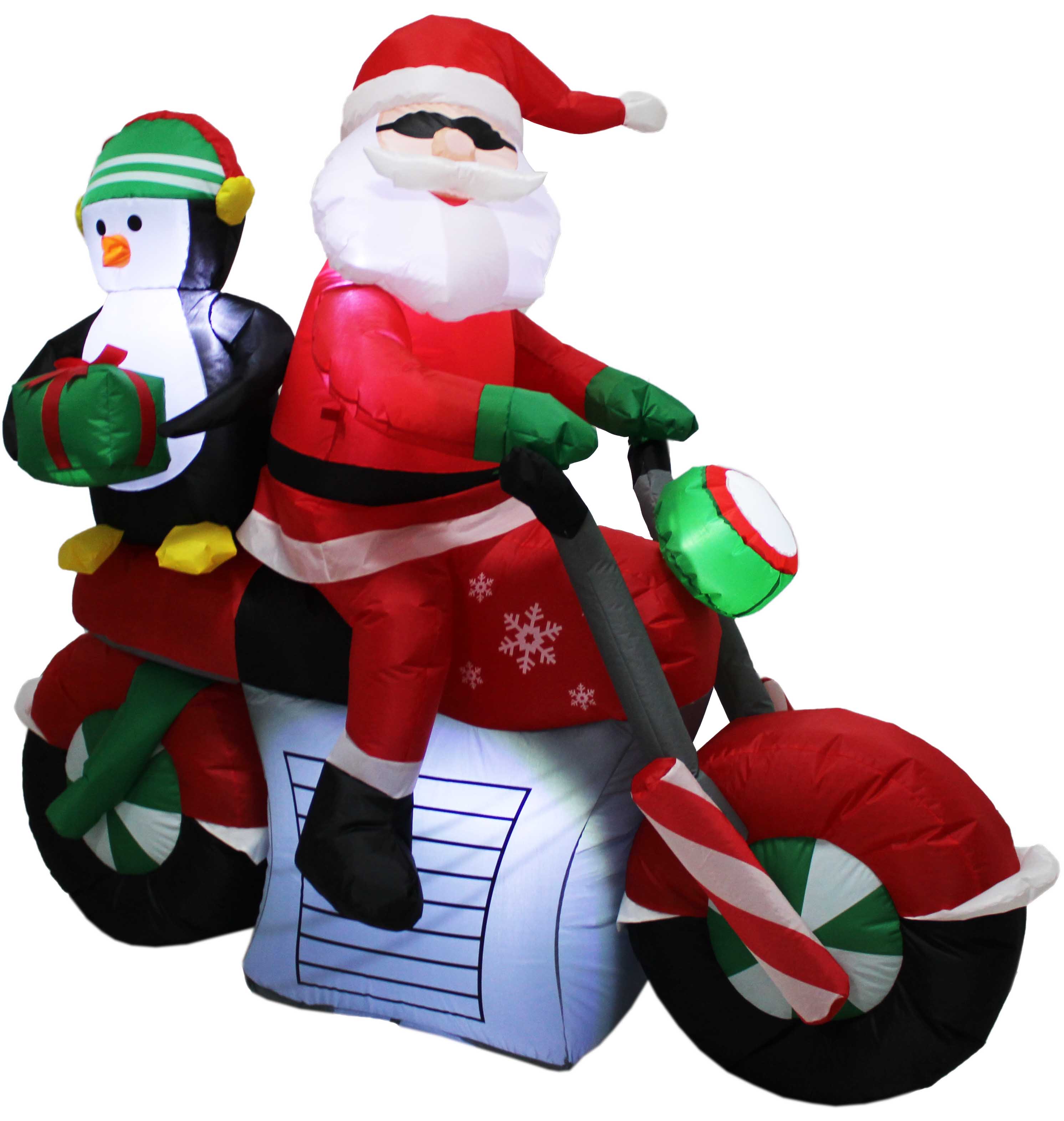 Christmas inflatable Motorcycle Santa with Penguin