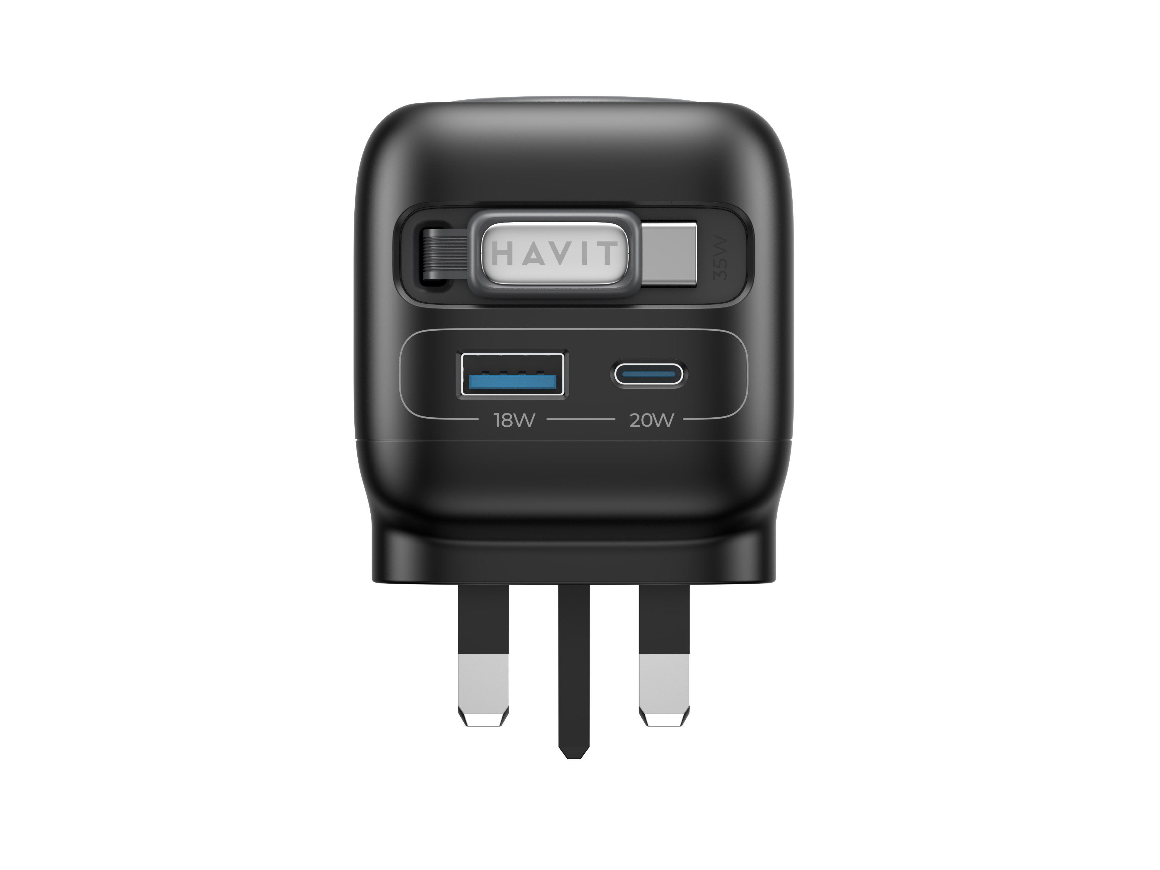 HAVIT UC250 35W GaN Travel Charger with Stretch Cable arnd Watch Charger