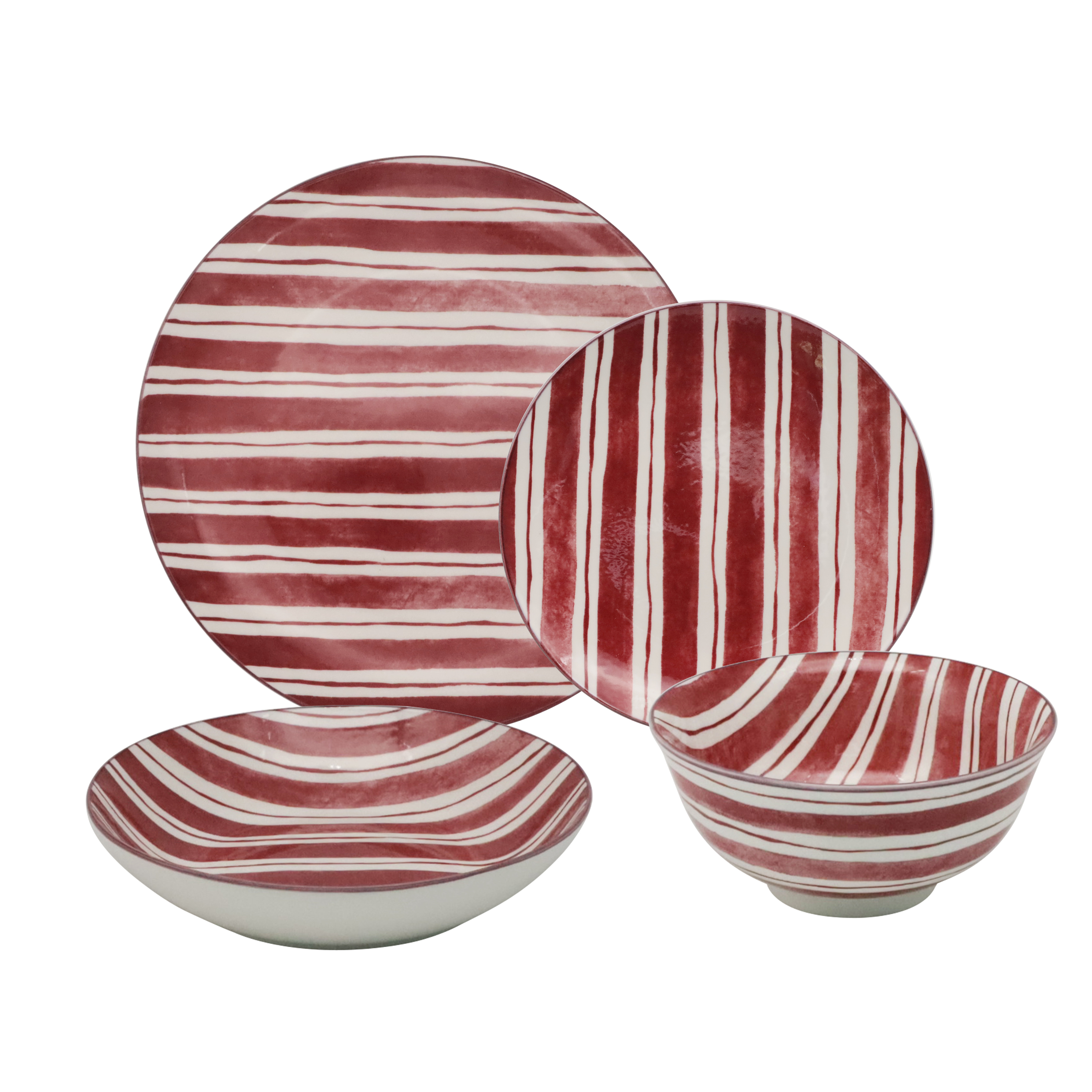 18 pc dinner set padprint strip with colors