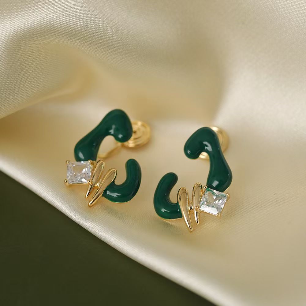 European and American geometric irregular enamel drip oil high-end earrings