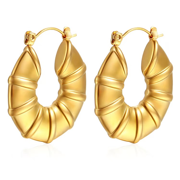 Cross border circular stainless steel hollow earrings from Europe and America