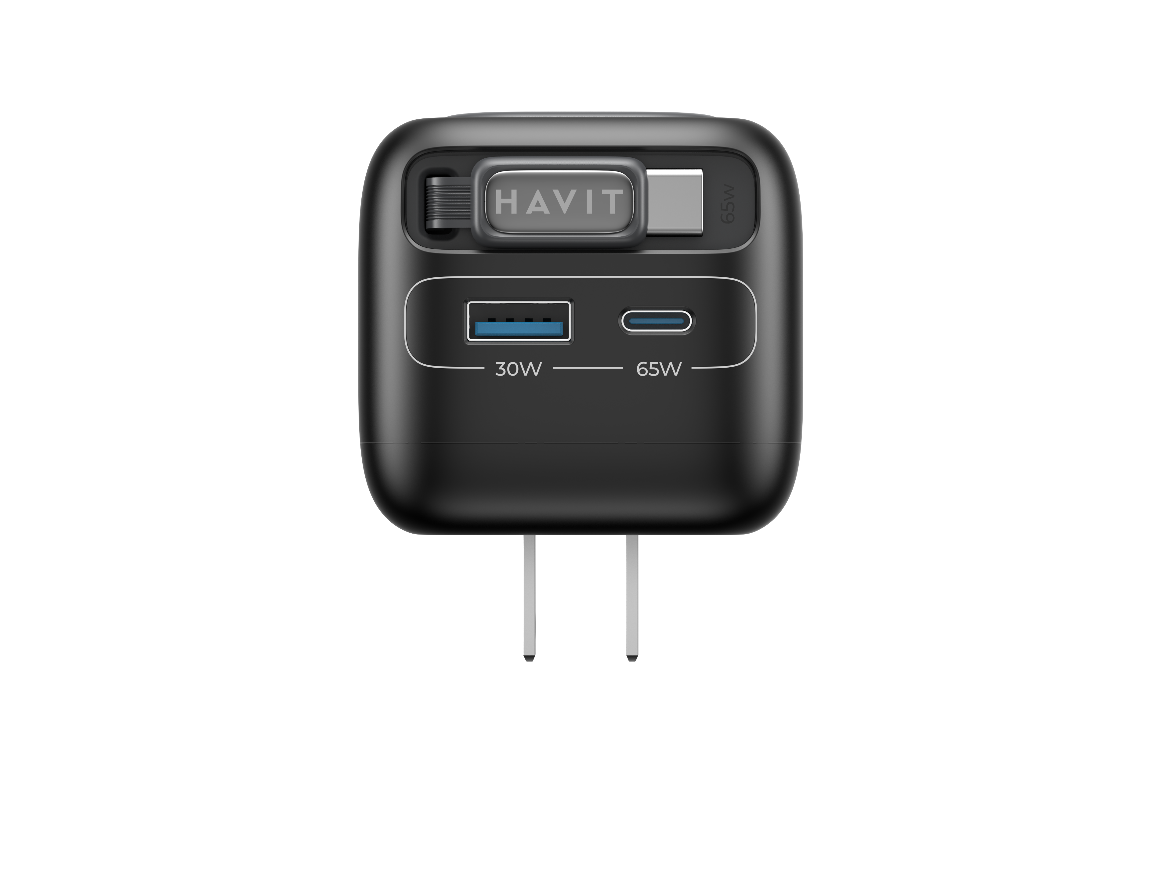 HAVIT UC253 65W GaN Travel Charger with Stretch Cable