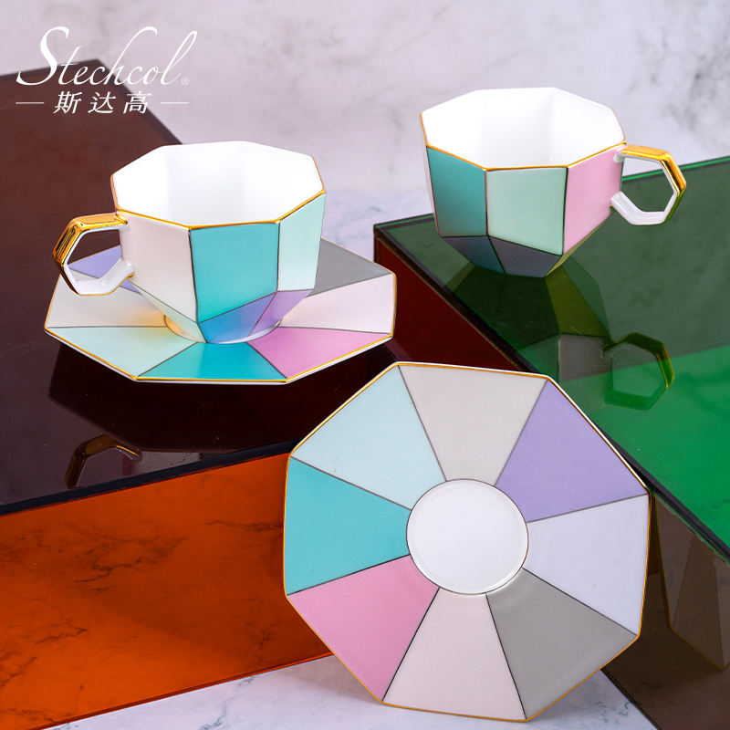 Crystal Stone 4pcs Cup and Saucer Set