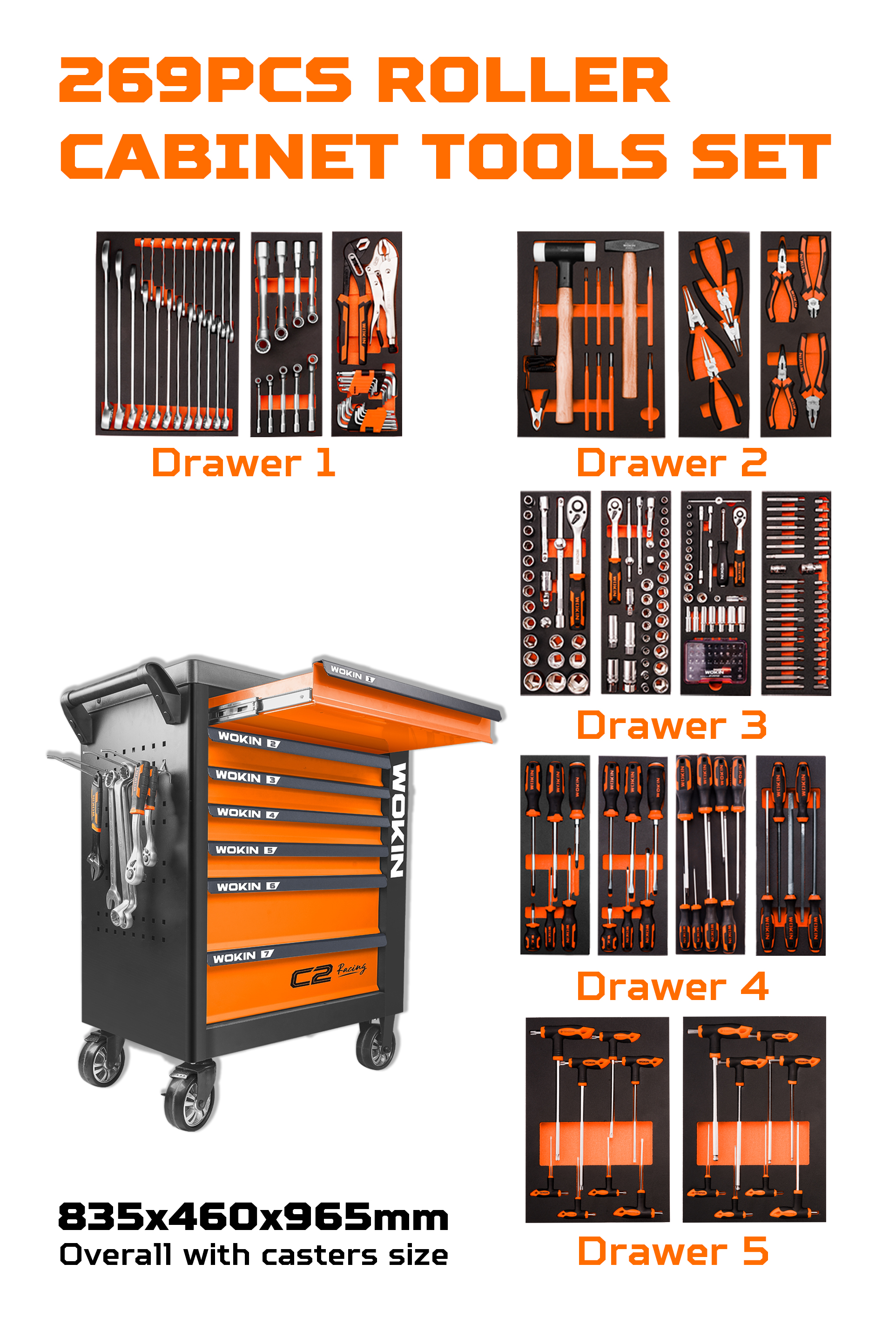 269pcs Roller Cabinet Tools Set