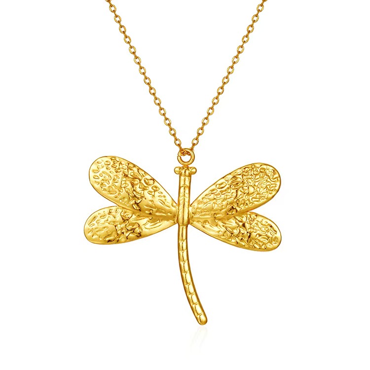 European and American cross-border fashion trend dragonfly shaped stainless steel pendant
