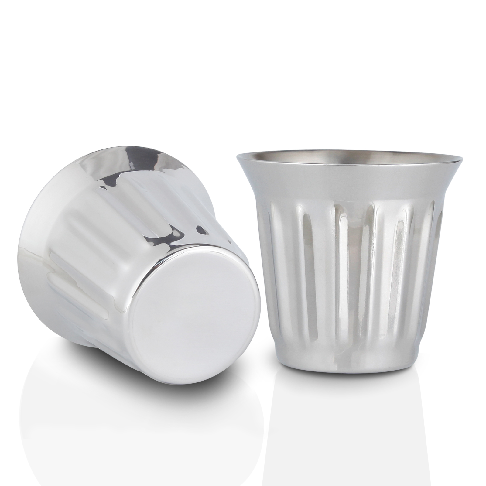 Stainless Steel Espresso Cup 2pcs Set Double Wall Insulated Metal Demitasse Cups