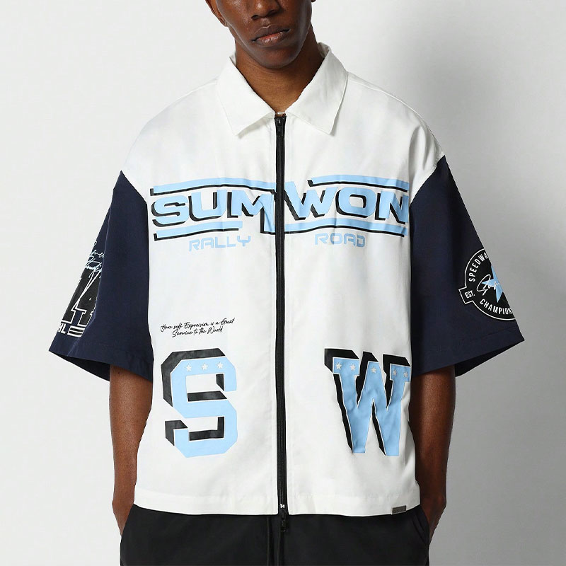 Huili High Quality Zip up Shirt Custom Letter logo Windbreaker Nylon Short Sleeve Jacket with Zipper