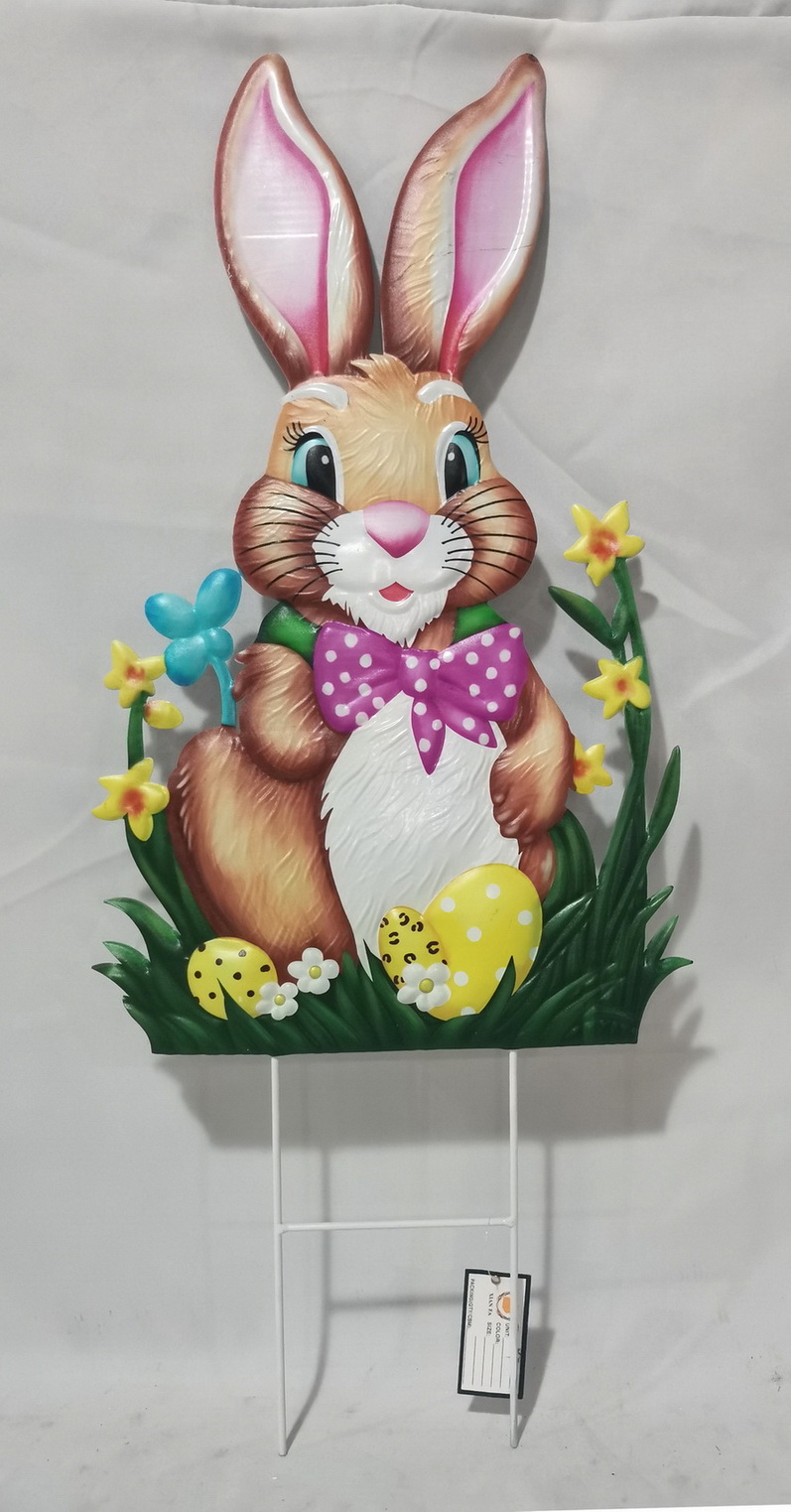 Metal Rabbit Stake Garden Decor.