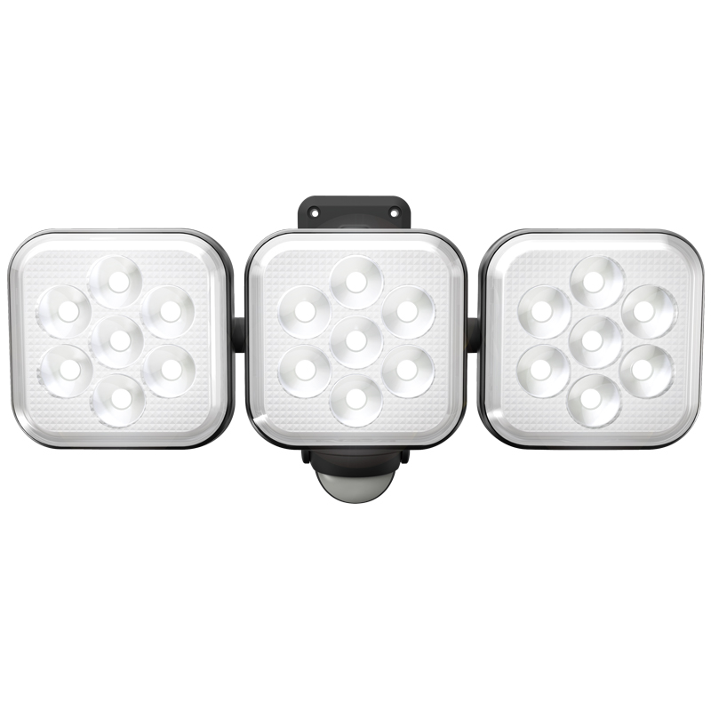 LED security light triple head 24W, adjustable head irradiation and sensing direction