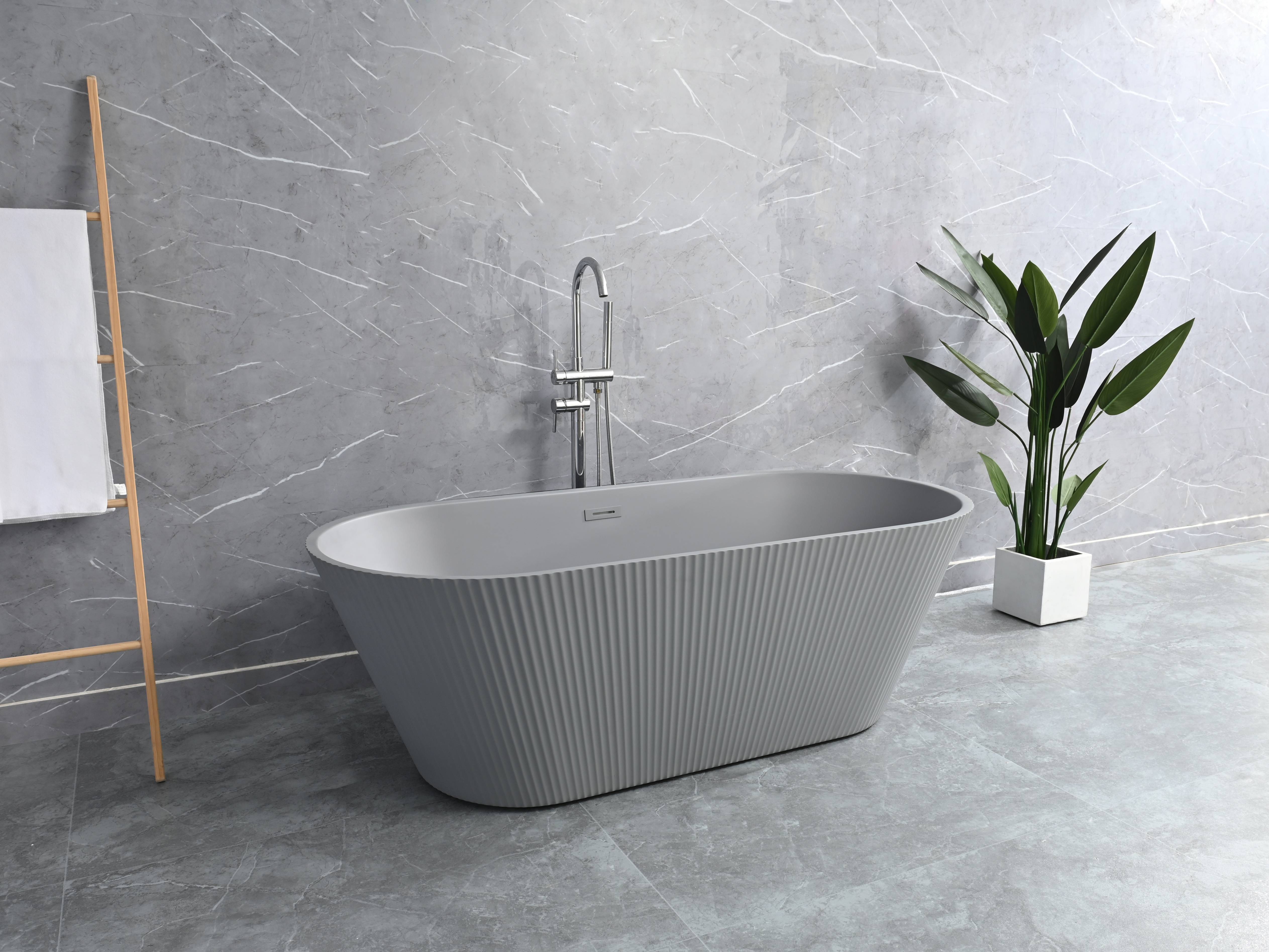 Acrylic grooved bathtub