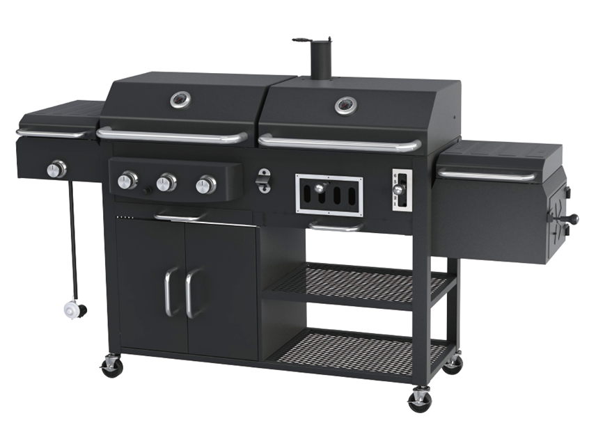Combo Gas and Charcoal Grill with smoker