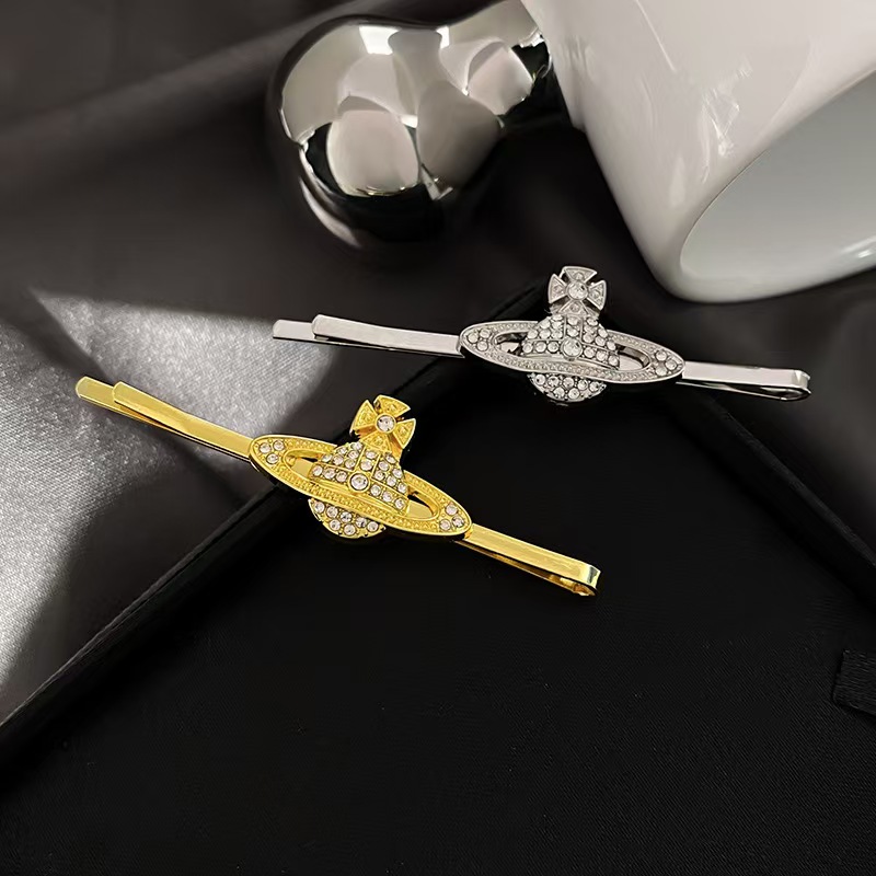 New European and American Saturn Diamond Set One Word Clip Hairpin