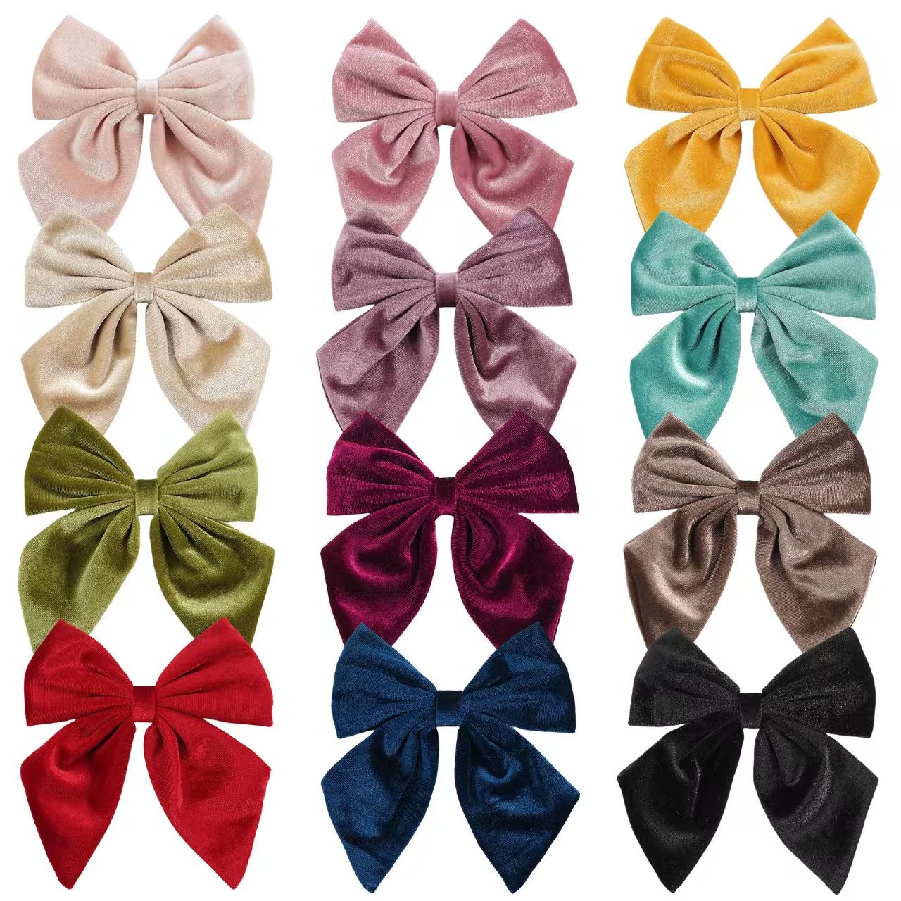 European and American retro gold velvet fashionable braided bow hair clip