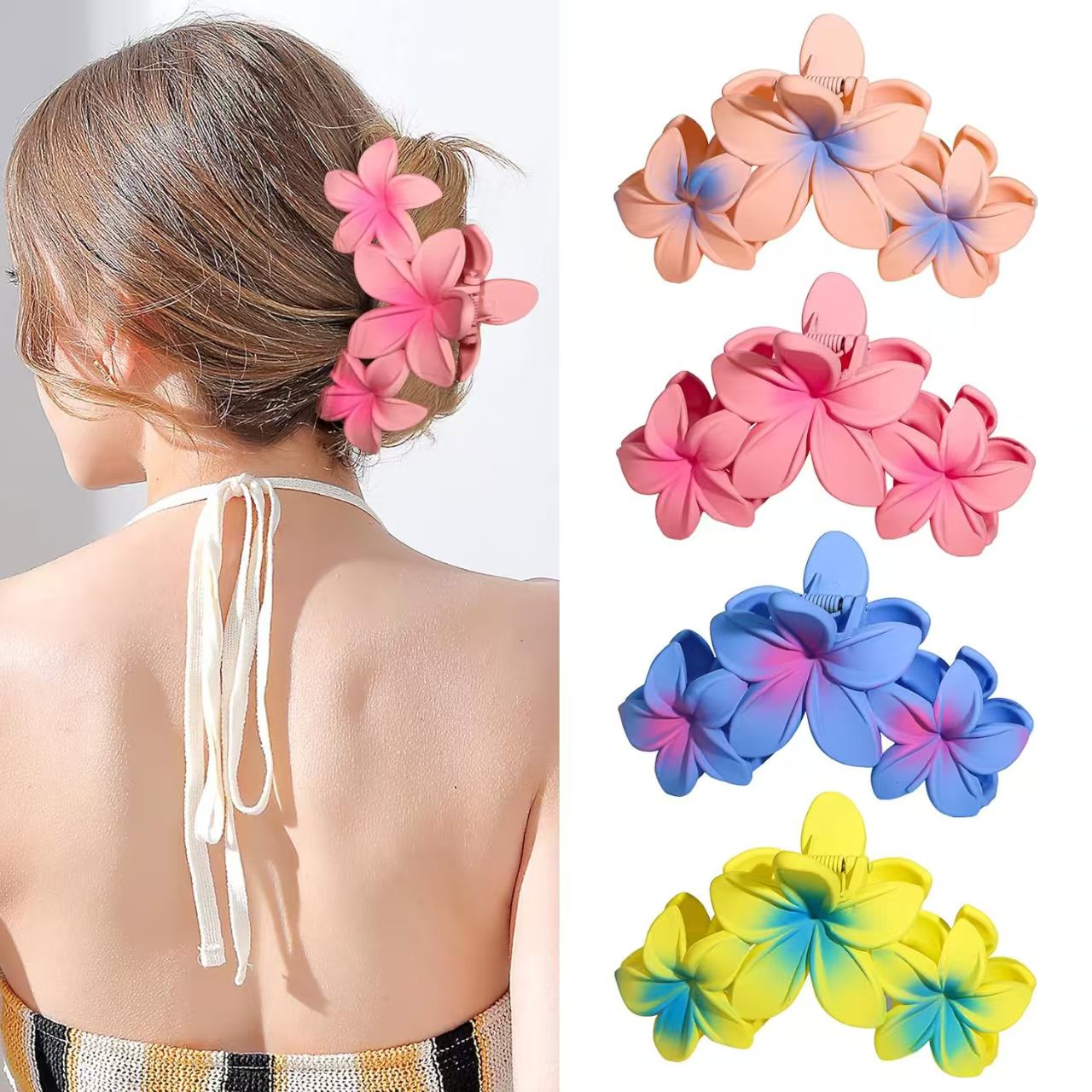 European and American cross-border versatile frosted flower shark clip