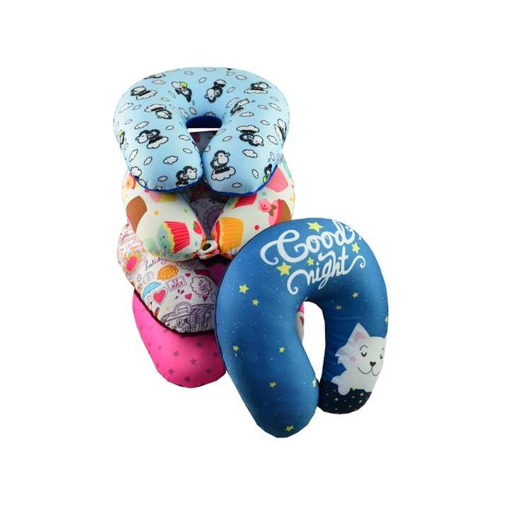 Factory supply U-shaped pillow microbeads print travel neck pillow