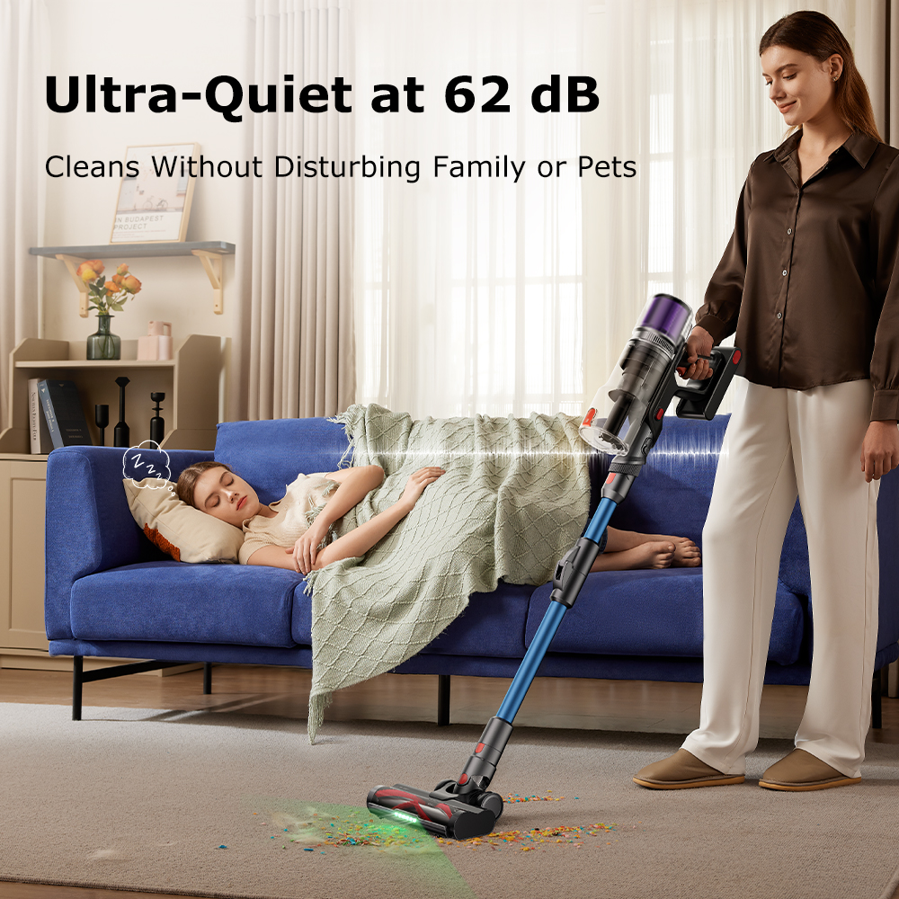 Proscenic P16Cordless Vacuum Cleaner 180 Degree Bendable Wand with Green Light and Anti-Tangle Brush